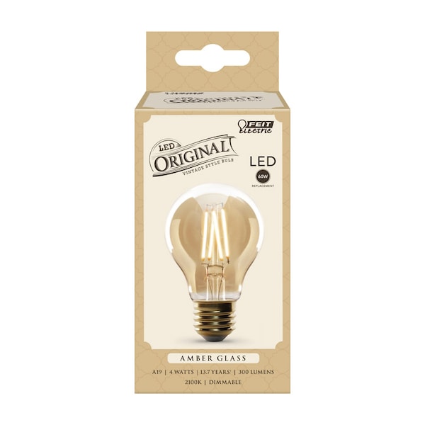 Feit Electric Feit A19 E26 (Medium) LED Bulb Amber Soft White 60 Watt Equivalence 1 pk AT19/VG/LED - main